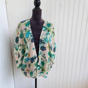 Windsor Women’s Floral Print Kimono Sheer Cover Up Beige One Size Fits Most OS